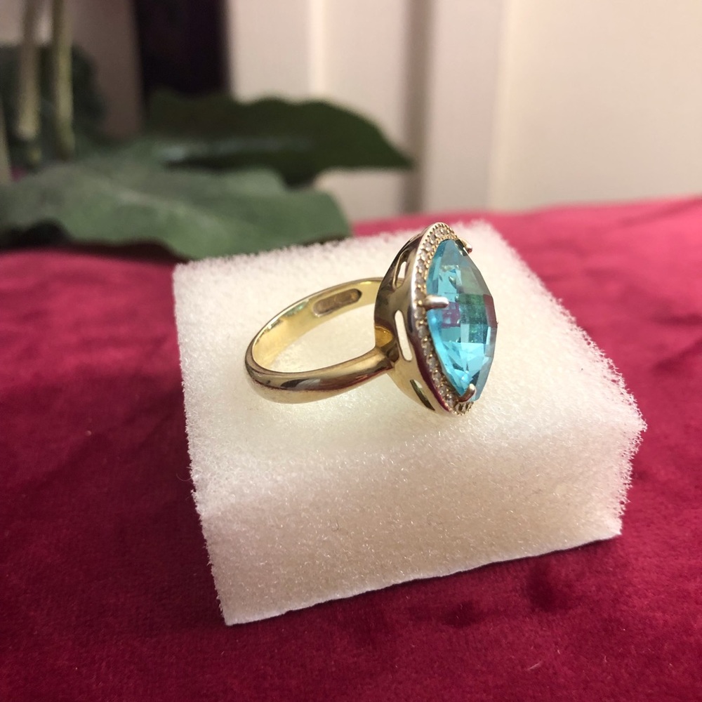 Gold clad Sterling Blue Topaz ring